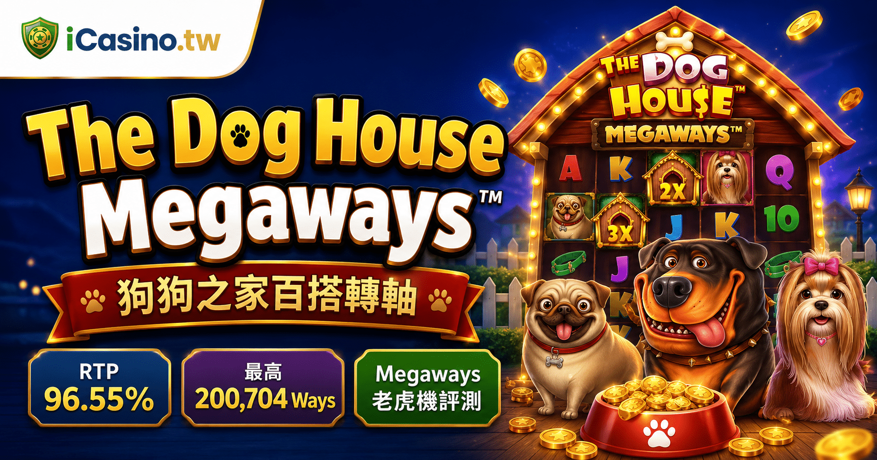 Pragmatic Play《狗狗之家Megaways》全方位介紹:6軸20萬賠付、RTP96.55%、免費旋轉與全球錦標賽實測